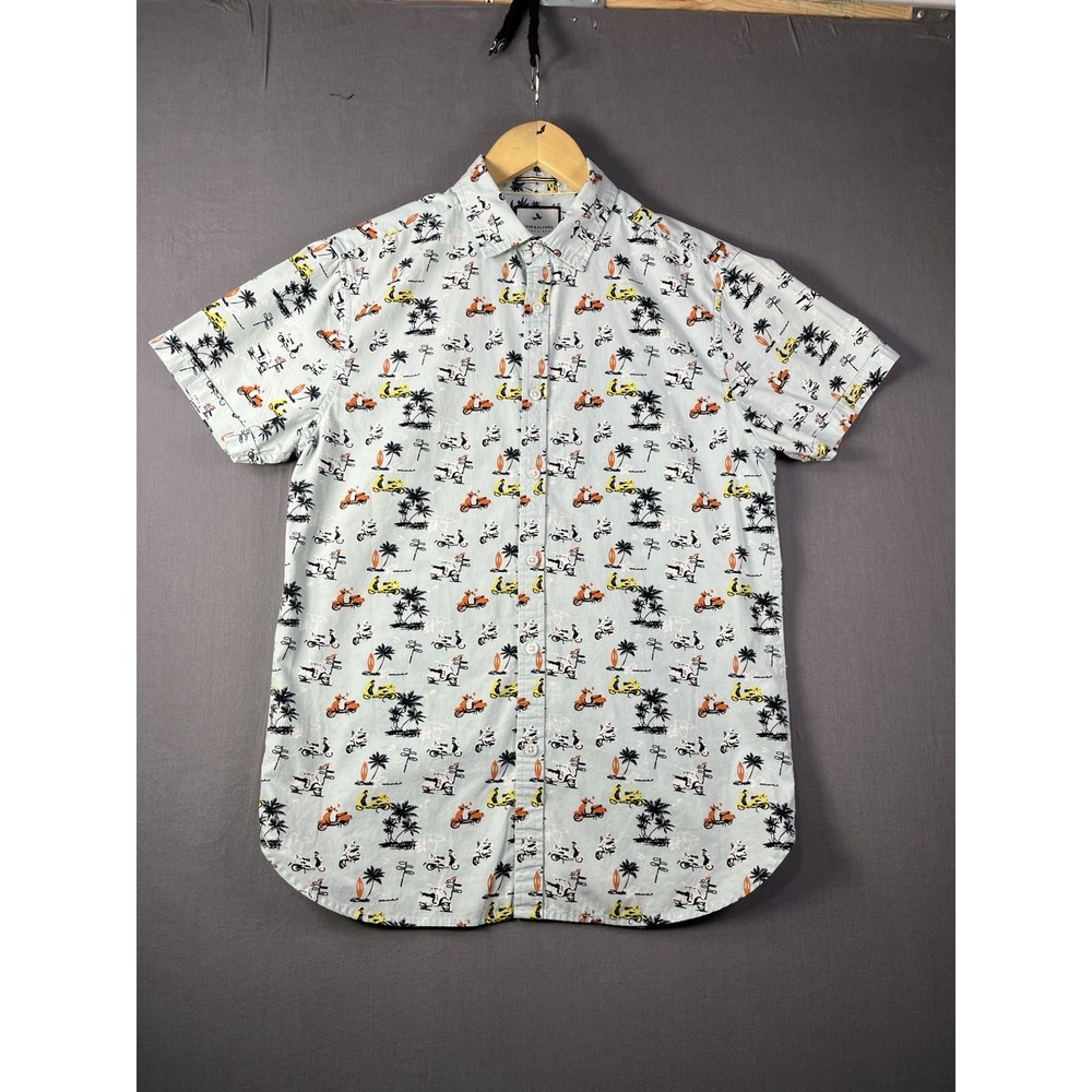Denim & Flower Button Shirt Mens Small Blue Button Down Motorcycle Scooter